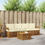  Set vanjskih sofa 5 kom. Prirodna i krem Čvrsto drvo akacije 59 x 59 x 37 cm | shoptok.hr
