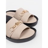 GOODIN Beige women's flip-flops with a chain | Shoptok.si