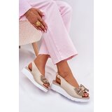 Zazoo Ladies Leather Wedge Sandals With Bow Beige 1882 | shoptok.hr