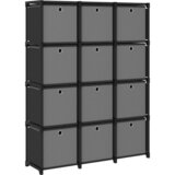vidaXL regal z 12 škatlami črn 103x30x141 cm blago Cene