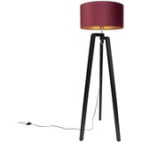 QAZQA Vloerlamp zwart tripod met kap rood met gouden binnenkant 50cm - Puros | Shoptok.si