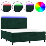  box spring s madracem LED tamnozeleni 160x200 cm baršun | shoptok.hr