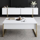 Kalune Design Luxe - Beli, Zlatno Beli TV Sto