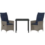  Set stola i stolica s jastukom 3 pcs Siva PE ratan | shoptok.hr