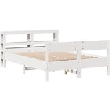 vidaXL Posteljni okvir z vzglavjem bel 140x190 cm trdna borovina, (21304138) | Shoptok.si