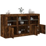 vidaXL Komoda z LED lučkami dimljen hrast 123x37x67 cm | Shoptok.si