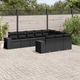 vidaXL 10-dijelni set vrtnih sofa s jastucima crni od poliratana | shoptok.hr