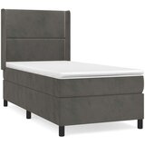 Box spring krevet s madracem tamnosivi 90x200 cm baršunasti | shoptok.hr