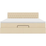 vidaXL Otomanski posteljni okvir z vzmetnico krem 160x200 cm blago | Shoptok.si