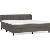  Box spring postelja z vzmetnico temno siva 160x200 cm žamet, (20790607) | Shoptok.si