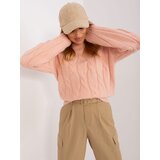 Fashion Hunters Peach cable knitted sweater Cene