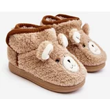 Kesi Children's insulated slippers with teddy bear, beige Eberra