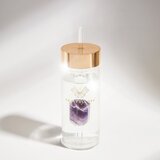 Crystallove Amethyst Straw Water Bottle staklena boca za vodu sa slamkom 400 ml | shoptok.hr