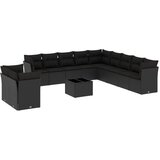 Maison Chic Seti vrtnega pohištva - Vrtna garnitura - Vrtni pohištvo set 12-delna z blazinami črn poli ratan, (21810070) | Shoptok.si