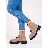 SHELOVET Beige ankle boots for women on the platform Cene