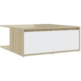 Maison Chic Klubska mizica - kavna mizica - Nizka mizica bela in sonoma hrast 80x80x31 cm iverna plošča, (21754392) Cene