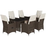 vidaXL Vrtna bistro garnitura 7-delna z blazinami rjav poli ratan, (21274645) | Shoptok.si