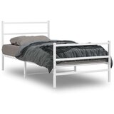vidaXL Kovinski posteljni okvir z vzglavjem in vznožjem bel 107x203 cm, (21007360) | Shoptok.si