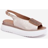 Zazoo 1786 Leather Women's Sandals On Platform With Decoration Golden Distressed | shoptok.hr