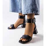 Gemre Black low block heel sandals KARINO | Shoptok.si
