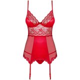 Obsessive Lovica - čipkaste podvezice in tangice (rdeče) - L/XL | Shoptok.si