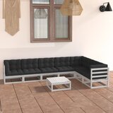 The Living Store Vrtna sedežna garnitura 8-delna z blazinami bela trdna borovina - Vrtna Sedežna Garnitura, (21424378) Cene