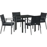 vidaXL Set 3 Črna Poli ratan, Jeklo Standardna velikost Ergonomsko | Shoptok.si