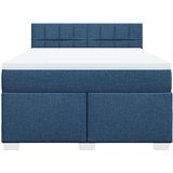  Krevet s oprugama i madracem plavi 140 x 190 cm od tkanine | shoptok.hr
