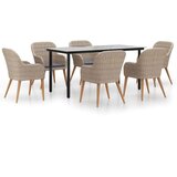  7-dijelni vrtni blagovaonski set s jastucima smeđi | shoptok.hr