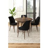 Hanah home Rox - Baroque, Black BaroqueBlack Dining Table & Chairs Set (5 Pieces) | ePonuda.com