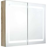 vidaXL LED kopalniška omarica z ogledalom hrast 80x12x68 cm | Shoptok.si