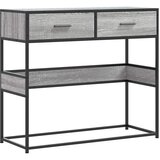 Maison Chic konzolna miza - miza ob steni siva sonoma 90x35x80 cm inženirski les, (21786113) Cene