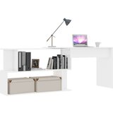  Kutni radni stol sjajni bijeli 200x50x76 cm konstruirano drvo | shoptok.hr