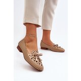 Kesi Beige women's openwork ballerinas with a bow Nestavia Cene