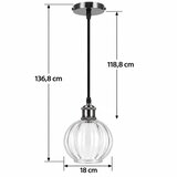 Brilagi LED luster na sajli RETRO GLASS 1xE27/60W/230V prečnik 18 cm crna/prozirna Slike