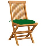 Maison Chic Vrtni stoli - Stol za vrt z zelenimi blazinami 4 kosi trdna tikovina JS2616, (21876298) | Shoptok.si