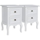 Furnova Nočne omarice 2 kosa z 2 predaloma MDF bele, (21927004) | Shoptok.si