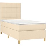  Box spring postelja z vzmetnico krem 90x190 cm blago | Shoptok.si