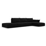 Mazzini Sofas Črna žametna kotna sedežna garnitura z ležalnikom (desni kot) Vanda – | Shoptok.si