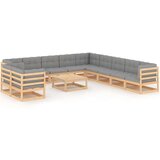  Sedežna garnitura 12-delna z blazinami trdna borovina | Shoptok.si