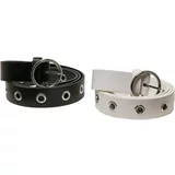 Urban Classics Accessoires Synthetic leather eyelet strap 2 packs black/white
