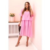 Kesi Włoski Women's cotton dress with a loose fit light pink | Shoptok.si