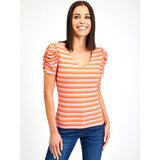 Orsay Pink-Orange Women's Striped T-Shirt - Women Cene