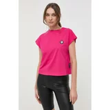 Plein Sport Bombažna kratka majica roza barva