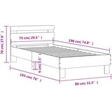  Okvir za krevet s uzglavljem boja hrasta 75x190 cm drveni | shoptok.hr