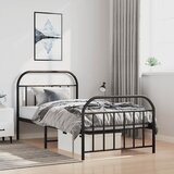 Maison Chic Kovinski Posteljni okvir - Enojna postelja - Postelja za odrasle z vzglavjem in vznožjem črn 100x200 cm-J76, (21775733) | Shoptok.si