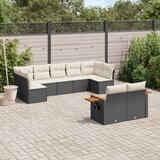 Maison Chic Seti vrtnega pohištva - Vrtna garnitura - Vrtni pohištvo set 9-delna z blazinami črn poli ratan, (21798344) | Shoptok.si