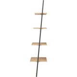  Naslanjajuće police s 4 razine svjetlosmeđe-crne 64x34x150,5 cm | shoptok.hr