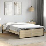 Maison Chic Posteljni okvir - Dvoposteljna postelja - Zakonska postelja sonoma hrast 120x190 cm inž. les in kovina-J15298, (21761123) | Shoptok.si