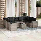 Maison Chic Seti vrtnega pohištva - Vrtna garnitura - Vrtni pohištvo set 10-delna z blazinami sv. siv poli ratan, (21817673) | Shoptok.si